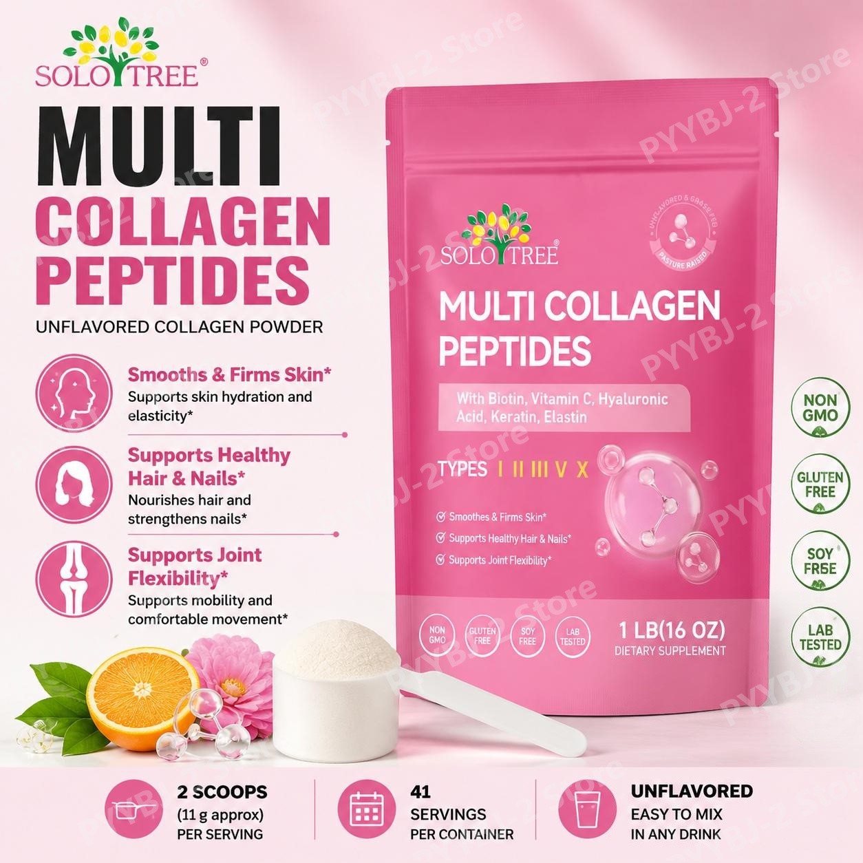 Vitamin C Powder - Péptidos de Colágeno Múltiple en Polvo