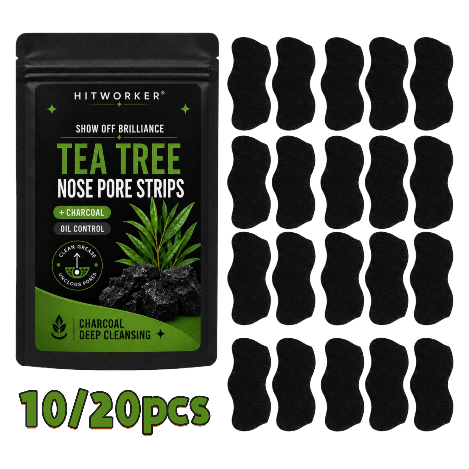 Skincare Indonesia - 10/20 Piezas de Tiras Negras para